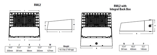 Beacon RWL2-160L-115-4K7-4W-UNV-DBT 115W LED Micro Strike Optics Wallpack, 4000K, 70 CRI, IES TYPE IV Distribution, 120-277V, Dark Bronze Matte Textured