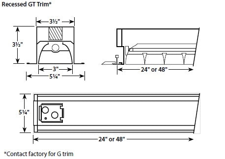 Columbia Lighting BR044-128GT-LS-EP120-PAF 4"x4' Recessed Brio Stretto Low Glare, One 28W T5H0 Lamp, Integral Cross Tee Ceiling Type, Low Iridescent Specular, Electronic Programmed Start, 120V, Paint After Fabrication