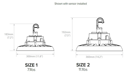 Columbia Lighting CRN2-1-LSCS-EDU 100/120/150W Wet Location LED High Bay, Switchable Lumens, Switchable CCT, 0-10V Dimming, 120-277V