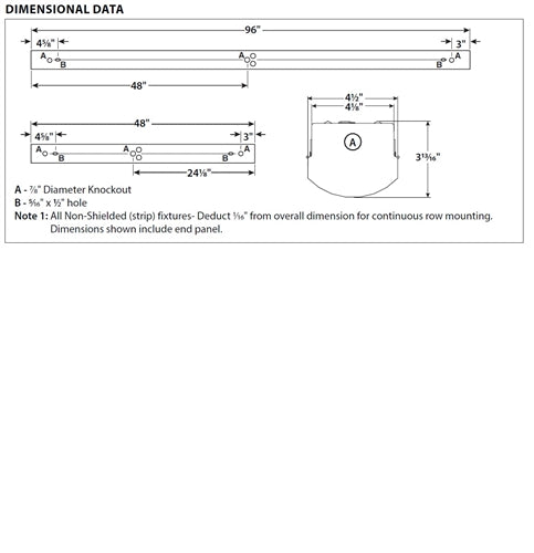 Columbia Lighting LCL4-50HL-EU-ELL14 4' Lensed LED Striplight, 5000K, High Lumen, Fixed Output, 120-277V, 1400 Lumens Emergency Battery Pack, White