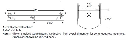 Columbia Lighting LCL4-40ML-EU-ELL14 48W 4' Lensed LED Striplight, 4000K, 5000 Lumens, Fixed Output, 120-277V, 1400 Lumens Emergency Battery Pack