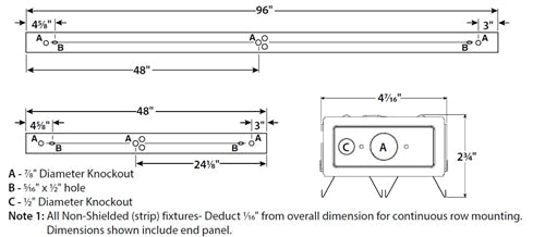 Columbia Lighting LCR8-40VL-EU 8' 194W Industrial Striplight, 4000K, 21,800 Lumens, Fixed Output, 120-277V