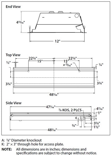 Columbia Lighting LJT14-35HLG-FSA12-EU-C388 51W 1'X4' LED Troffer with Adv Solid State Technology, 3500K, High Lumen, Grid Ceiling, White Flush Steel Door, Pattern 12 Acrylic Lens Shield, Fixed Output, 3-Wire Flex
