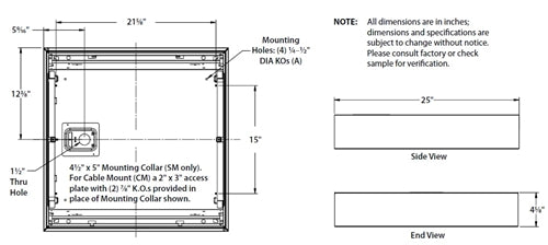 Columbia Lighting LJT22-35MLSM-FSA12-EDU 35W 2'X2' LED Troffer with Adv Solid State Technology, 3500K, Medium Lumen, Surface Mount, White Flush Steel Door, Pattern 12 Acrylic Lens Shield, 0-10V Dimming