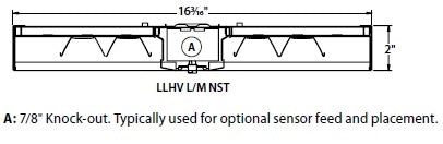 Columbia Lighting LLHV4-50M-WST-EDU-OS1360 113W 4' VersaBay High Bay LED, 5000K, Medium Lumen, Wide Distribution, Solid Top, 0-10V Dimming, 120-277V, with Dimming Occupancy/ Daylight Sensor White Finish