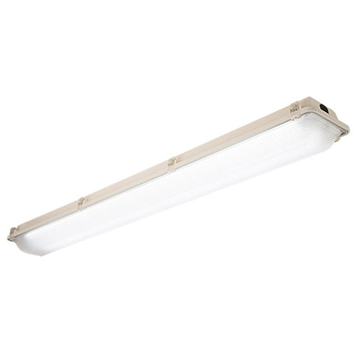 Columbia Lighting LXEM2-50HL-RA-EU 51W 2' LED Enclosed and Gasketed Fiberglass Extreme Environment, 5000K, 4850-5350 Lumens, Ribbed Clear Acrylic Shielding, Fixed Output, 120-277V, White Finish