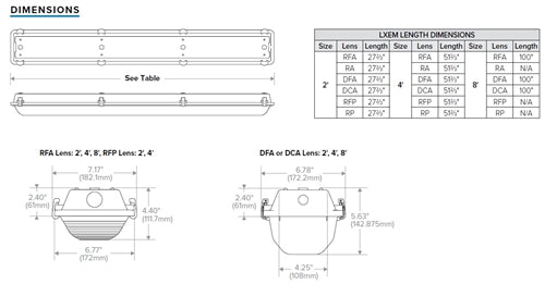 Columbia Lighting LXEM4-50VL-RFA-EU-F3C8W-SSL 4' LED Enclosed and Gasketed Fiberglass Extreme Environment, 5000K, 7500 Lumen, Ribbed Frosted Acrylic Shielding, Non Dimming, 120-277V, White Finish