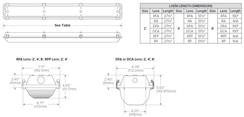Columbia Lighting LXEM-4-35-VW-RFA-EU-GLR-ELL14 4' LED Enclosed and Gasketed Fiberglass Extreme Environment, 3500K, 3000 Lumen, Ribbed Frosted Acrylic Shielding, Non Dimming, 120-277V, with Battery back up White Finish