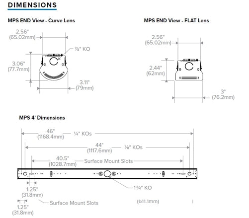 Columbia Lighting MPS4-50LW-CW-EDU 4' MultiPurpose Linear LED Light, 80 CRI, 5000K, 4000 Lumens, Curve Frosted Acrylic Lens, Wide Distribution, 0-10V Dimming, 120-277V