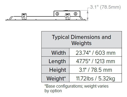Columbia Lighting NBT24-40L058G-FP-ED1U 2'x4' Back-Lit Troffer, 4000K, 5800 Lumens, 120-277V