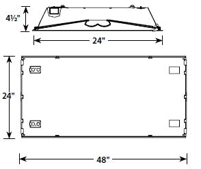 Columbia Lighting RLA24-40MLG-EDU 55W 2'x4' Recessed LED Architectual Luminaire, 4000K, Medium Lumen, Grid Ceiling, 0-10V Dimming, 120-277V