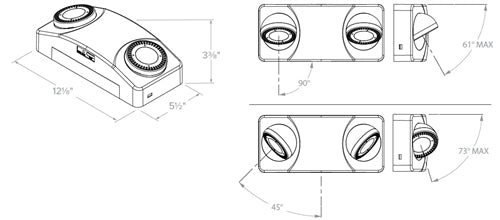 Compass Lighting CU2HL LED Emergency Light, White housing, 2.7W LED lamps, 550 lumens