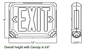 Dual-Lite EVCUGWD4 Architectural LED Exit and Emergency Light, Universal Face, Green Letters, White Finish, 2 LED Remote Capacity, No Self-Diagnostics