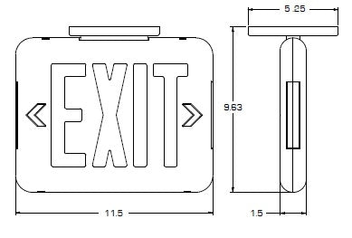 Dual-Lite EVEURB LED Exit Sign, Single/ Double Face, Red Letters, Black Finish, Standard Model, No Self-Diagnostics