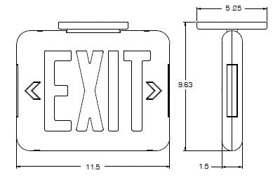 Dual-Lite EVEURWE LED Exit Sign, Single/ Double Face, Red Letters, White Finish, Emergency Operation, No Self-Diagnostics
