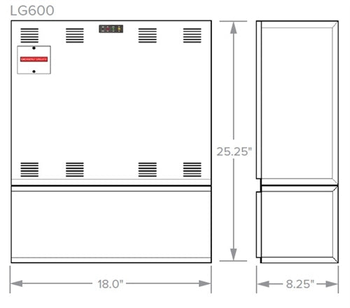 Dual-Lite LG600SI LiteGear 600VA/W Single-Phase Central Lighting Inverter, Surface Wall Mount, With Spectron Self Testing