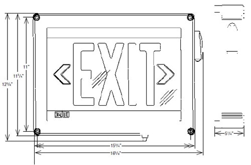 Dual-Lite LN4XRWEI Wet Location Thermoplastic Exit Sign, 120/277V, Red Letters, White Finish, Emergency Operation, Spectron Self-Diagnostics