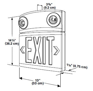 Dual-Lite LTURWDI 10W Tandem Emergeny Lighting Unit and LED Exit Sign Combo, Single/ Double Face, Red Letters, White Finish, Damp Location Model, Spectron Self-Diagnostics
