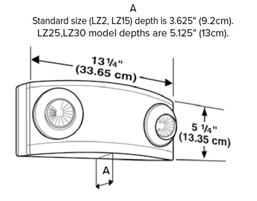 Dual-Lite LZ2-B-03L 10W Dual Designer LED Emergency Light, 6V DC Battery, Black Finish, with 3W LED Lamps