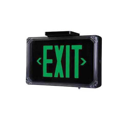 Dual-Lite SEWLSGBE Harsh Environment Exit Sign, 120/277V, Single Face, Green Letters, Black Finish, Emergency Operation