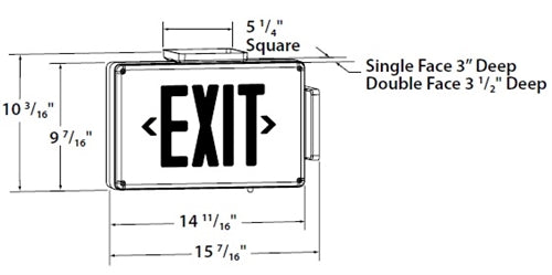 Dual-Lite SEWLSGWE-4X Harsh Environment Exit Sign, 120/277V, Single Face, Green Letters, White Finish, Emergency Operation, NEMA 4X, IP66 Rating
