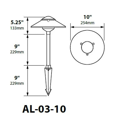 Focus Industries AL-03-10LED3CPR 12V 3W Omni LED Cast Aluminum 10" 2 Tier Pagoda Hat Area Light, Chrome Powder Finish