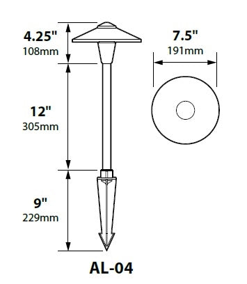 Focus Industries AL-04-AHLED3HTX 12V 3W Omni LED Cast Aluminum 7.5" China Hat Area Light with Adjustable Hub, Hunter Texture Finish