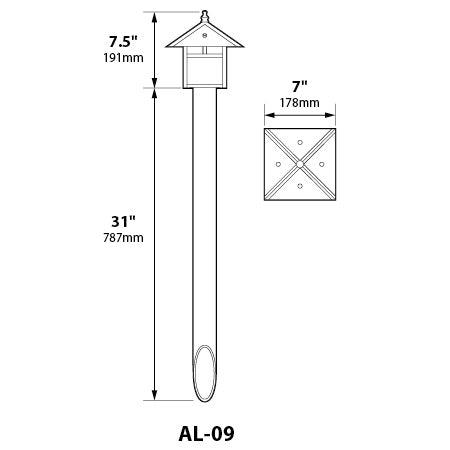 Focus Industries 12V 3W Omni LED Solid Brass Lantern Area Light with Brass Post, Brass Finish