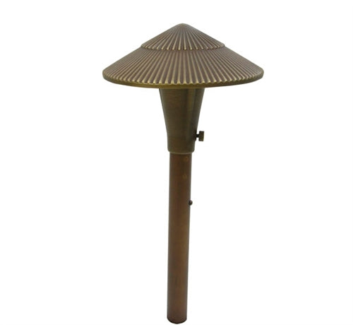 Focus Industries AL-15-SM-LEDP-BAV 12V 4W LED 300 lumens 5.75" Tiki Hat Area Light, Brass Acid Verde Finish