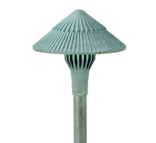 Focus Industries AL-15-SM-LEDP-RBV 12V 4W LED 300 lumens 5.75" Tiki Hat Area Light, Rubbed Verde Finish