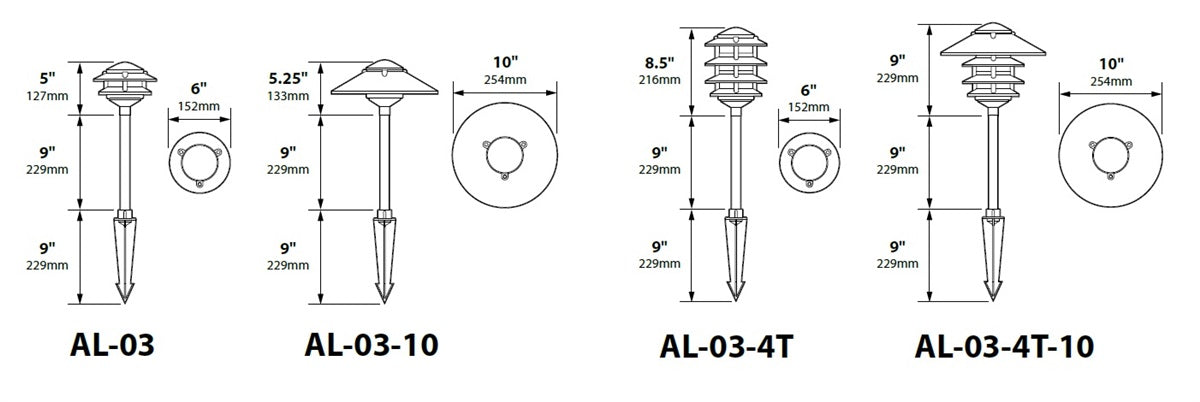 Focus Industries AL034T10L1CAM 3W Omni Super Saver LED 10" Four Tier Pagoda Hat Area Light, Camel Tone Finish