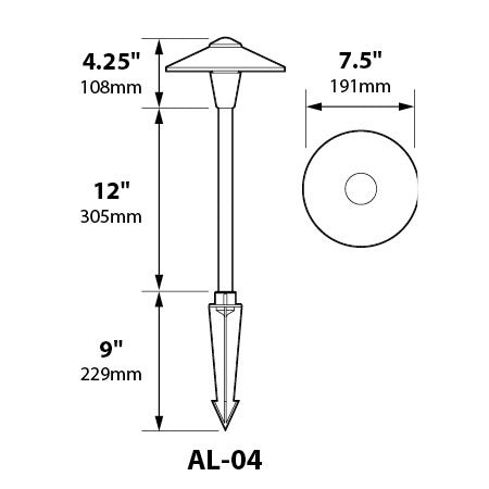 Focus Industries AL04L12WIR 12V 3W Omni LED 7.5" China Hat Area Light, Weathered Iron Finish