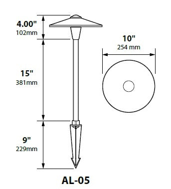 Focus Industries AL05L12BRT 12V 3W Omni LED 10" China Hat Area Light, Bronze Texture Finish