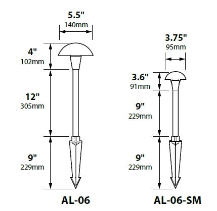 Focus Industries AL06SML12CAM 12V 3W Omni LED 3.5" Cast Aluminum Mini Mushroom Hat, Camel Tone Finish