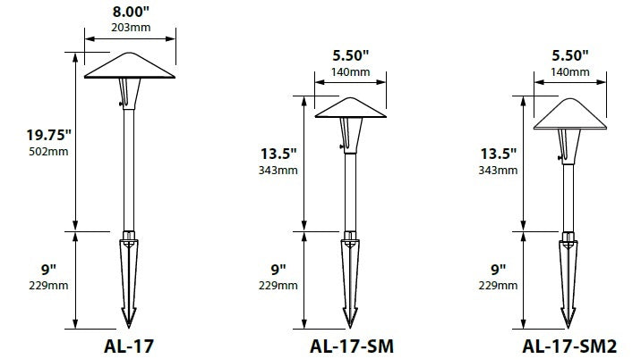 Focus Industries AL17L12HTX 12V 3W Omni LED 8" Cast Aluminum China Hat Area Light, Hunter Texture Finish