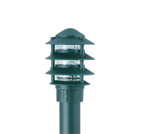 Focus Industries IAL-04-NL3-HTX E26 Standard Base 4 Tier 6" Pagoda Hat, 3" Post Mount Base Area Light, Hunter Texture Finish