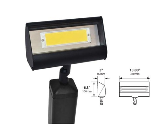 Focus Industries LFL-01-HELEDP812V-WIR 12V 8W LED 3000K, Floodlight with Hood Extension, Weathered Iron Finish