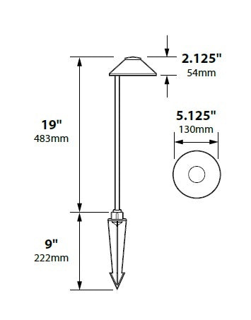 Focus Industries PL01L12RBV 12V 3W Omni LED 5.5" Cast Aluminum China Hat Path Light, Rubbed Verde Finish