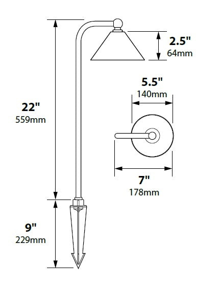Focus Industries PL19L12BAR 12V 3W Omni LED 5.5" Spun Brass Bell Path Light, Brass Acid Rust Finish