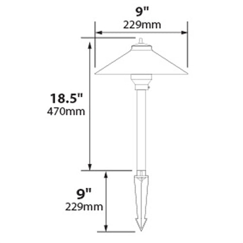 Focus Industries RXA-03-F-CAM 12V 20W T3 Halogen 9" China Hat Finial with Adjustable Hub Area Light, Camel Tone Finish