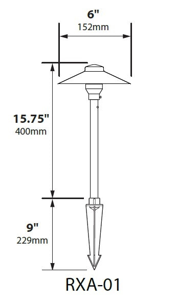 Focus Industries RXA01L12RBV 3W Omni LED 6" Adjustable Spun Aluminum China Hat Area Light, Rubbed Verde Finish