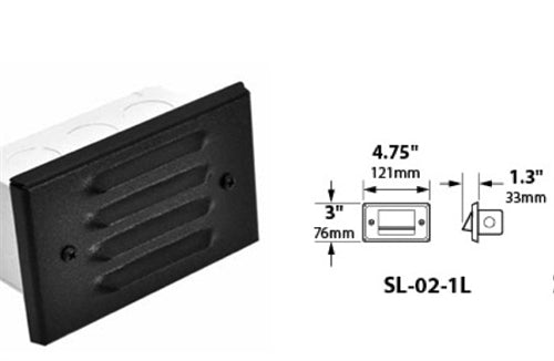 Focus Industries SL-02-1L-CAV 12V 18W S8 Incandescent 1 Louver Lensed Step Light, Copper Acid Verde Finish