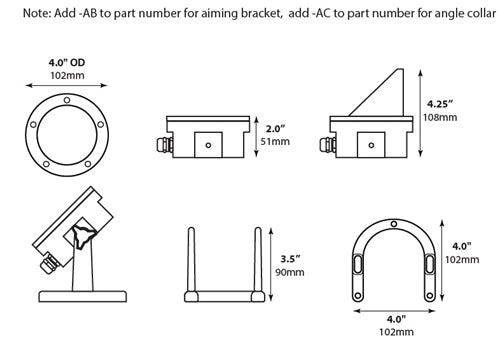Focus SL11LEDM1140ABBRS 11W LED Underwater Light, 40 degree Beam spread, with Aiming Bracket Unfinished Brass