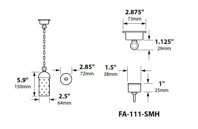 Focus Industries SL15L12HTX 3W Omni LED Aluminum Hanging Starlight Step Light with Brass Chain and J-Box, Hunter Texture Finish