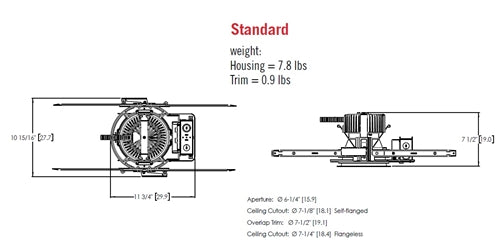 Gotham EVO6SH 40/25 SMO MVOLT EZ1 DFR 6" Shower LED Downlight, 4000K, 2500 Lumens, Smooth Clear Lens, 120-277V, eldoLED 0-10V Dim to 1% Min, Regressed Lensed White Painted Trim