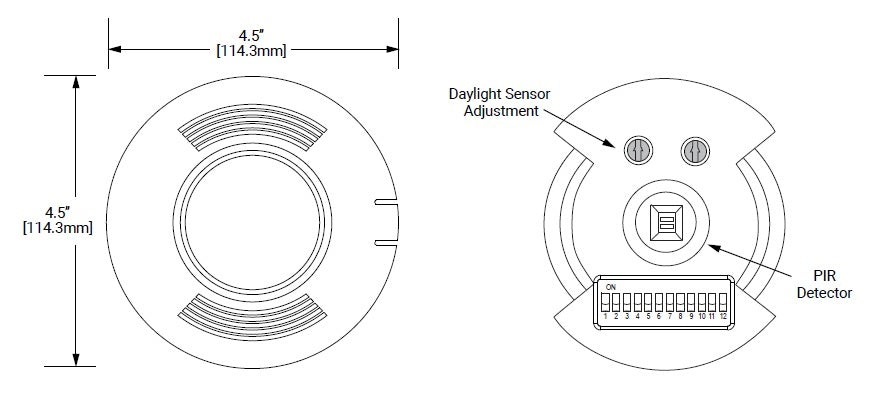 Greengate OAC-DT-2000-R Low Voltage Ceiling Sensor, 2000 Sq Ft Room Size, 360 Degree Field of View, 30kHz, Includes BAS Relay & Daylight Sensor