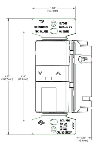 Greengate OSW-P-010-G 1200W 120V/AC-60Hz / 2200W 277V/AC-60Hz LED and Fluorescent Single Pole / 3-Way 0-10V Occupancy Dimmer Sensor, Gray