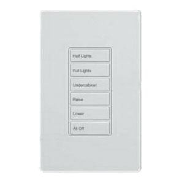 Greengate RC-5TSB-OS2-W Room Controller Wallstation, 5 small buttons (Half Lights, Full Lights, Raise, Lower, All Off), White Finish