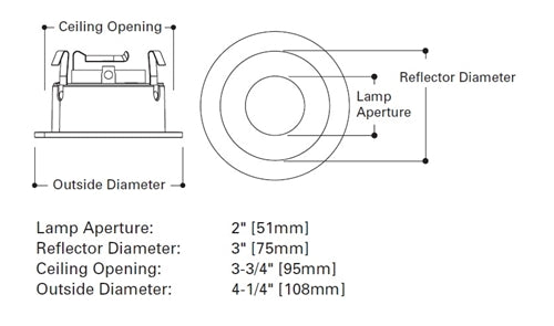 Halo Recessed 3004WHC 3" Adjustable Trim Reflector, 35 Degree Tilt, 360 Degree Orientation, White with Specular Clear Reflector