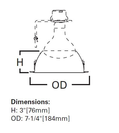 Halo Recessed 429P 6" Incandescent Line Voltage Reflector Cone, White Reflector, White Self-flange
